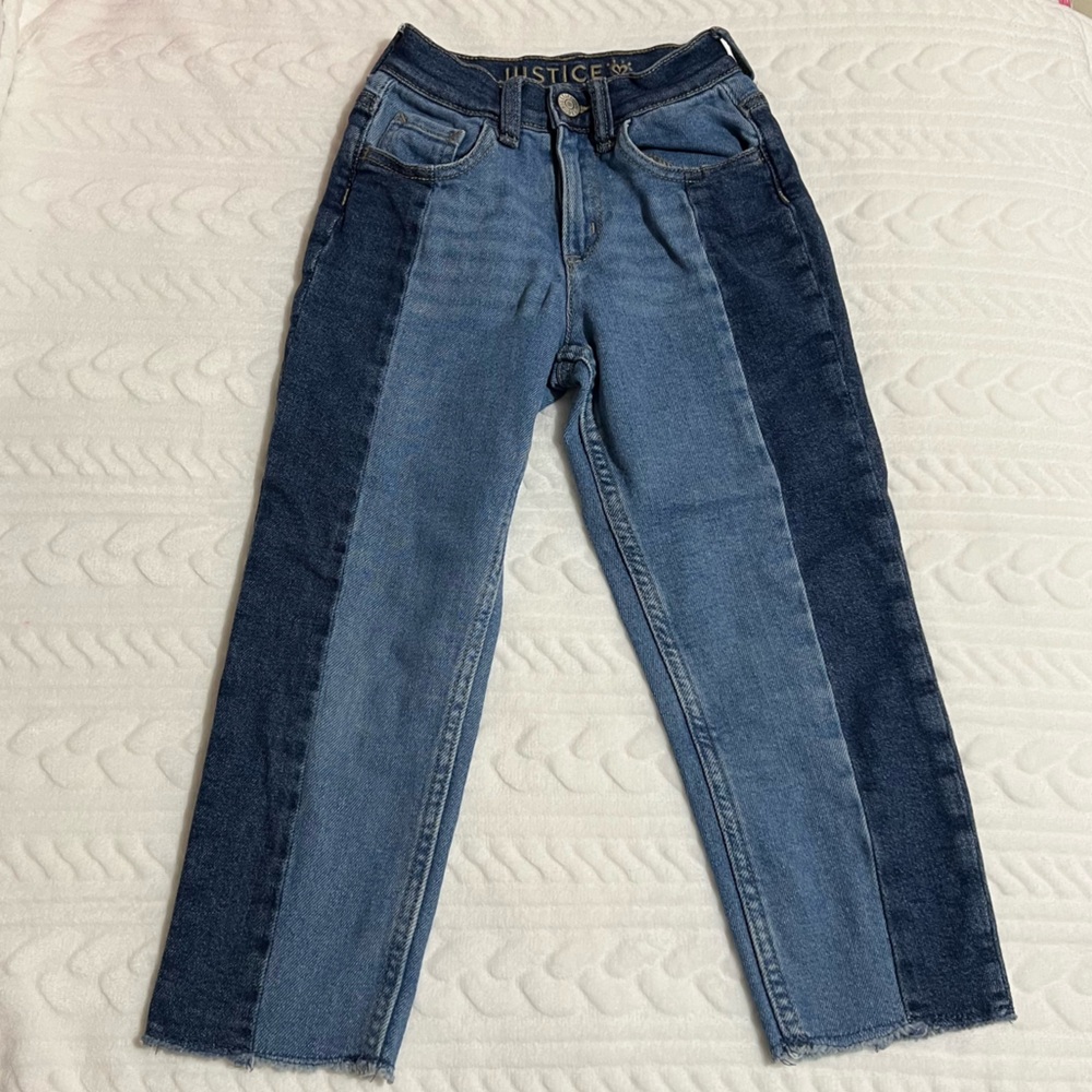 💗 Justice - Girls Two Tone Cropped Straight Jeans‎